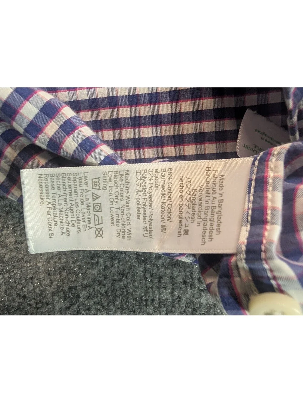 J.Crew Mens Medium Performance Slim Fit Blue Pink Checkered Button Down Shirt